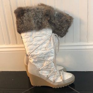 Coach Winter Sofie Knee High Boots with Rabbit Fur